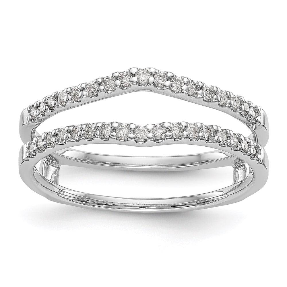 AA Jewels - Solid 14K White Gold Engagement Wedding Ring Guard with CZ ...