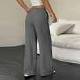thumbnail image 4 of Cotton Linen Pants Women High Waisted Wide Leg Pants Comfy Drawstring Athletic Workout Gym Trousers with Pockets Dark Gray XL, 4 of 5
