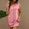 thumbnail image 1 of Ovzne Robes pour Femmes Robe Femme Décontractée Couleur Unie Col Rond Manches Courtes Robe Décontractée Robe d'Été Manches Courtes Liquidation, 1 of 7