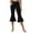 Black, variant on Women's Bootcut Yoga Capri Pants Stretch Causal Athletic Flare Capri Slacks Pull On Ruffle Dance Leggings with Pockets(Navy,L)