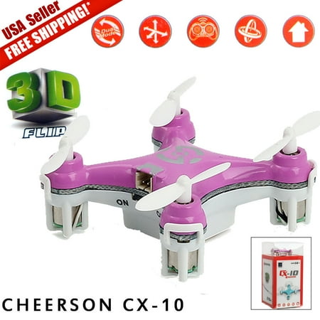 Cheerson CX-10 2.4Ghz 4CH 6-Axis GYRO Mini Nano RC Quadcopter UFO Drone Pink - Walmart.com