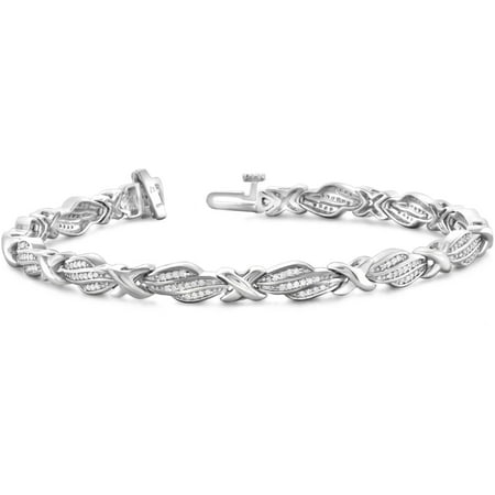 JewelersClub 1/2 Carat T.W. White Diamond Sterling Silver X-Link Bracelet, 7.25