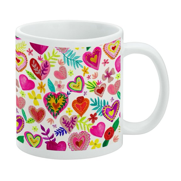 Colorful Hearts Valentines White Mug