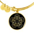 thumbnail image 2 of Sacred Geometry Star in Circle Bracelet Stainless Steel or 18k Gold Circle Bangle, 2 of 7