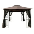 thumbnail image 5 of Tcbosik Outdoor Gazebo, 10x10ft Heavy Duty Gazebo with Mosquito Netting & Double Roof, Tent Shelter for Patio Lawn Backyard Garden, Brown, 5 of 9