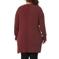 thumbnail image 4 of DARING DIVA Plus Size Crew Neck Long Sleeve Slit Hem Pullover Sweater 1X Burgundy, 4 of 6