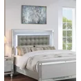 thumbnail image 4 of Silver Faux Leather 1pc King Size Bed W LED Tufted Headboard Mirrored Panels Master Bedroom Furniture, 4 of 6