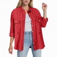 thumbnail image 2 of Kaprioy Womens Oversized Denim Jacket Casual Long Sleeve Denim Shirts Trendy Jean Jacket Fall Fashion Women Shirt Winter Street Jacket Coat, 2 of 5