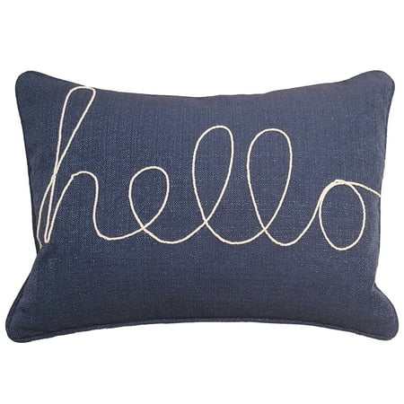 - Mainstays Dynasty Oblong Word Decorative Pillow, Navy, 'Hello', 14