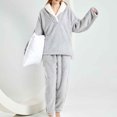 thumbnail image 5 of 2 Piece Thermal Hoodies Pajamas Set for Women Ultra Soft Plush Velvet Homewear Lounge Outfits Gray,L, 5 of 7