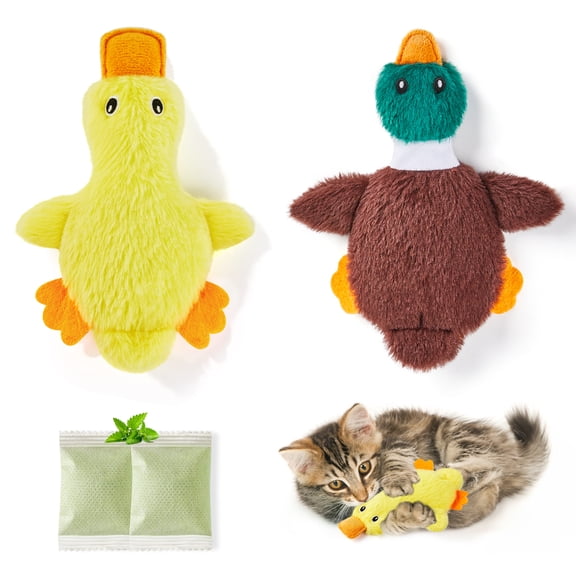 Potaroma Catnip Crinkly Sound 2 PCs Mess-Free Stuffless Cat Toy, 6.5-in, Multi-color