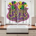 thumbnail image 2 of Ambesonne Mardi Gras Kitchen Curtains, Carnival Blazon Art, 55"x39", Purple Green Yellow, 2 of 3