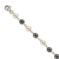 thumbnail image 3 of Sterling Silver Rhodium-plated 6-10mm White and Black Freshwater Cultured Pearl Layered 17 inch with 2 inch Extension Necklace QH5422, 3 of 4