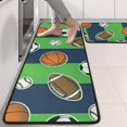 thumbnail image 2 of Kitchen Rugs Sets Of 2,Green Striped Sports Balls Pattern Anti Fatigue Kitchen Mat Rugs Non Slip Washable,Decorative Kitchen Floor Mats for Kitchen,Sink,Laundry,17"x47"+17"x47", 2 of 5