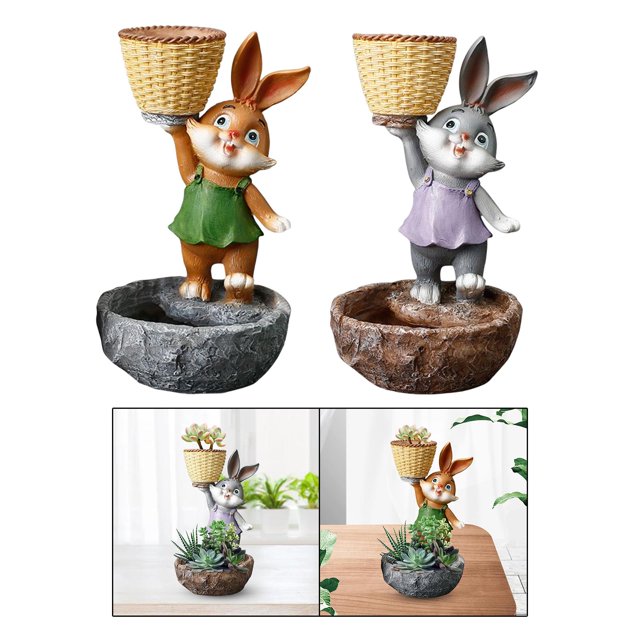 Estatua de 2 Uds., Maceta, Artesanías Decorativas, Escultura de , Regalo, Bonsái, Maceta, Figurita para Decoración de Patio Sharpla Macetas de bonsái