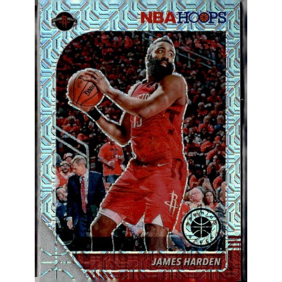Collectible 2020 Panini NBA Hoops Premium Stock Prizm James Harden #66 Silver Mosaic Trading Card