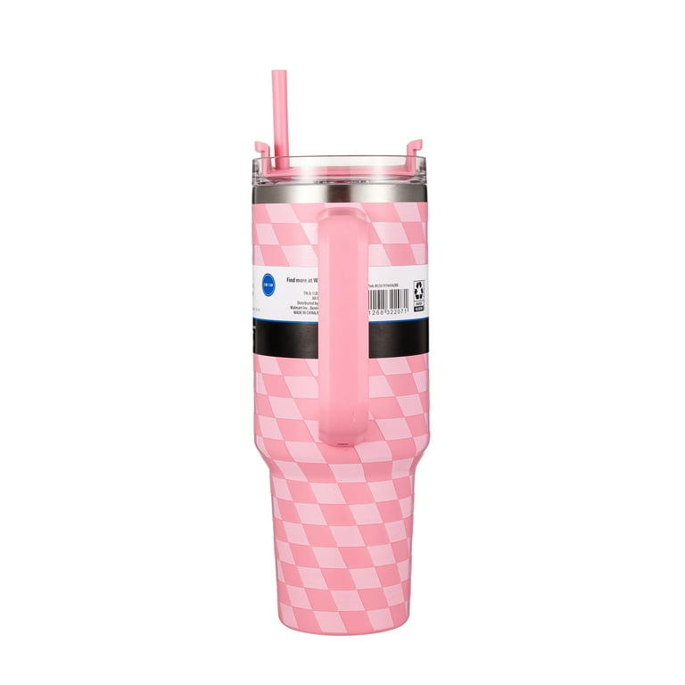 Mainstays 40oz Pink Diamond Pattern Tumbler Stainless Steel Double