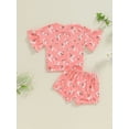 thumbnail image 4 of Musuos Toddler Girls Summer Outfit 6M- 4T Floral Print Short Sleeve T-Shirt and Elastic Shorts Set Cute Summer 2 Piece Clothes, 4 of 9