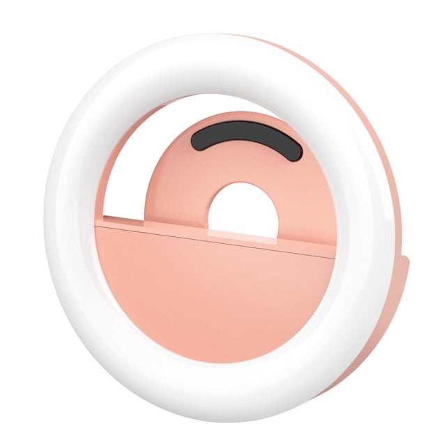 Selfie Ring Light, Clip-on Selfie Light para teléfono con cámara Pequeño Mini LED Ring Light Teléfono, computadora portátil, computadora, Tiktok, fotografía, video, maquillaje (rosa) JAMW Sencillez