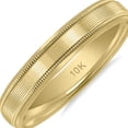 thumbnail image 3 of SZUL Men's 10K Yellow Gold 4mm Wedding Band with Ribbed Milgrain Center, 3 of 4
