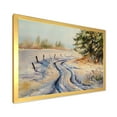 thumbnail image 2 of Designart 'Snowy Winter Forest Landscape Rural Road In Snow' Traditional Framed Art Print, 2 of 4