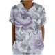 thumbnail image 1 of Tops de Manga Corta para las Mujeres Suelto Ajuste Casual Cortado Manga Corta Blusa de Impresión, Camisa Suelta de Cuello Redondo de Poliéster, Lavado a Mano Primavera Verano, 1 of 5