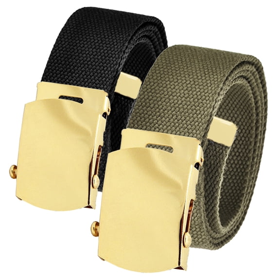 Men's Cut to Fit Waist Size Up to 70" Casual Outdoor 2 Belt Pack with Gold Slider Buckle