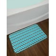 thumbnail image 2 of Seafoam Bath Mat, Herringbone Zigzag Lines Geometric Illustration Retro Inspirations Chevron, Plush Bathroom Decor Mat with Non Slip Backing, 29.5" X 17.5", Seafoam Blue Black, by Ambesonne, 2 of 2