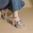 thumbnail image 5 of SACFOF Chunky Platform Heels for Women Open Toe Bow Heels with Ankle Strap Wedding Party Office Summer Sandals, 5 of 6