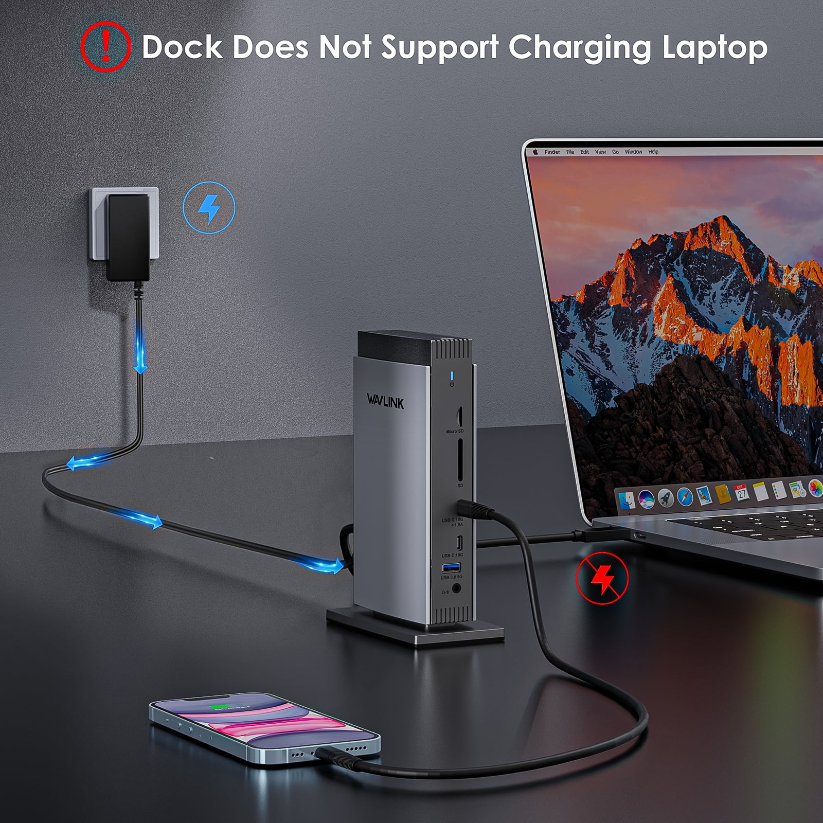 WAVLINK Universal DisplayLink Docking Station, Triple 4K USB C USB 3.0 Laptop Dock for M1 M2 M3 Mac and Windows, 15 In 1 with 3 HDMI, 2 DP, RJ45, Audio/Mic, SD/TF, 5 USB Ports