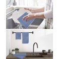 thumbnail image 5 of Dark Blue Striped Kitchen Dish Towels for Drying Dishes Set of 2, Modern Beige Geometric Country Waffle Weave Microfiber Hand Tea Bathroom Towels Quick Dry & Absorbent Towel 12x12, 5 of 7