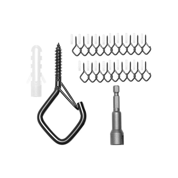 VEVOR 20 ganchos Q-Hanger de 2,17 pulgadas Q Hanger cadena de ganchos de luz para exteriores, resistentes, ganchos de tornillo con hebilla de seguridad para colgar luces de cadena al aire libre, luces