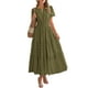 thumbnail image 1 of Vestido casual BTFBM para mujer, verano 2025, cuello en V, verde militar, 1 of 9