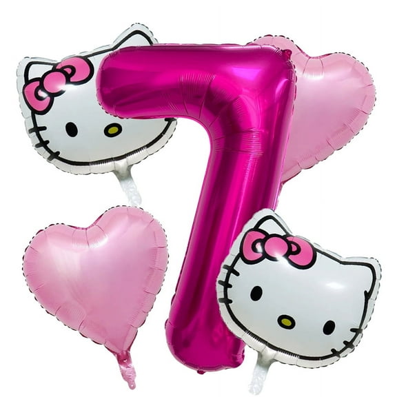 5 PCS Kitty Cat Balloon Bouquet 7th Birthday Party Supplies Birthday Party Balloons