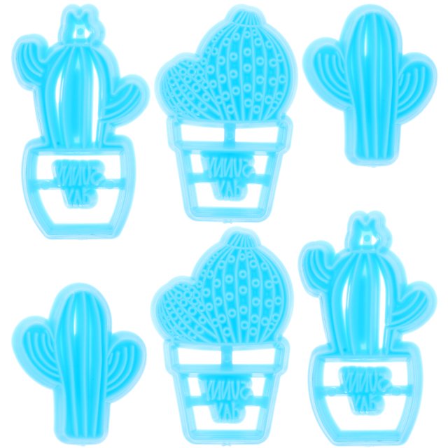 Ensemble de 6 Moules à Biscuits Cactus Bleu Ciel pour Bricolage et Fondant