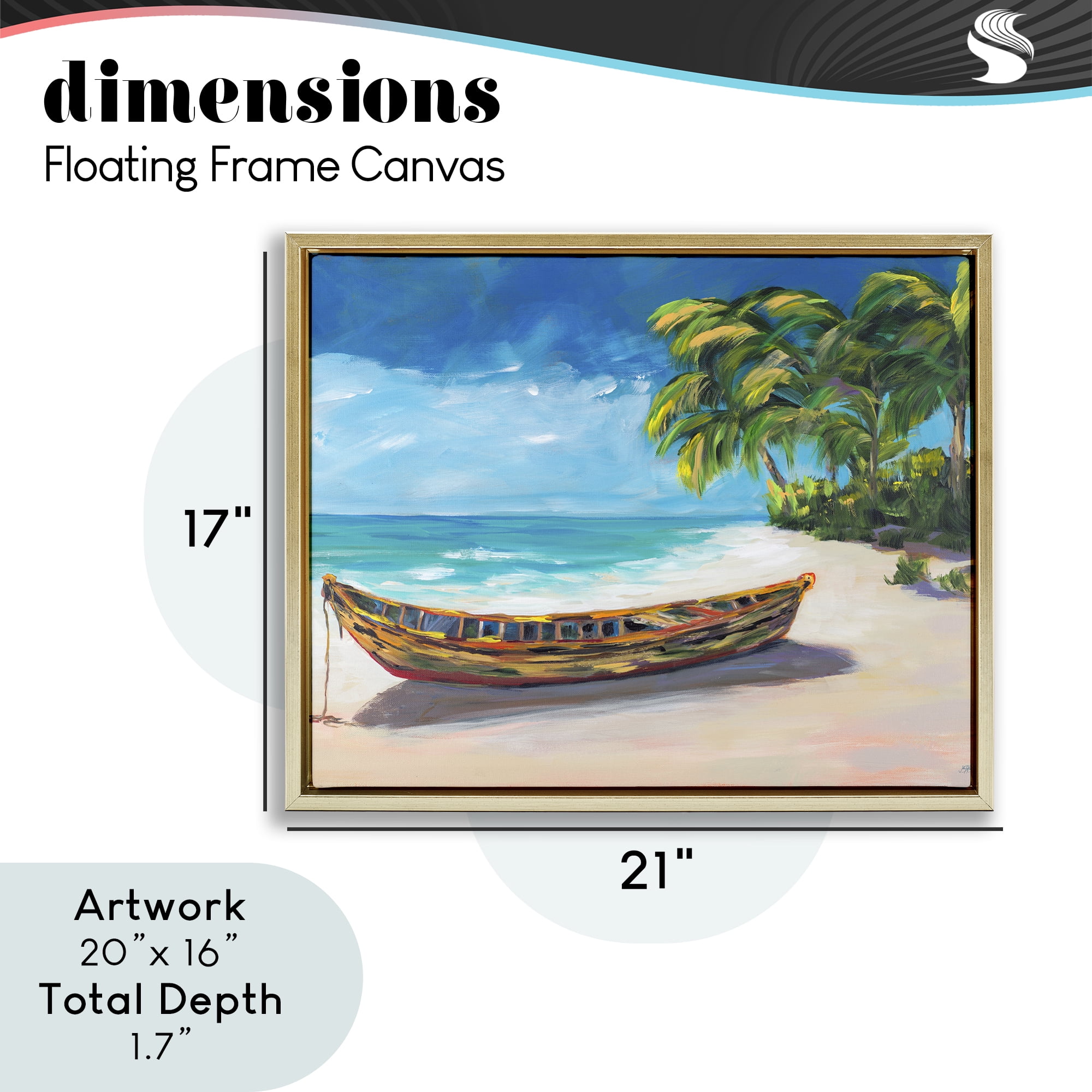 Stupell Industries Boat on Lost Island Gold Framed Floater Canvas Wall Art, design by Julie DeRice