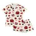 thumbnail image 4 of Garronmavis Women's Ladybug Pajamas Set Short Sleeve V-Neck Shrots Sets Sleepwear Button Down Cozy Loungewear Casual Nightwear with Pockets, 4 of 7