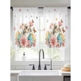 thumbnail image 2 of Easter Rabbit Eggs Sheer Curtains 54 Inch Length 2 Panels Set Window Treatments, Spring Pink Daisy Flowers Butterfly Pastoral Rod Pocket Semi Curtains for Living Room/Bedroom/Kitchen, 104"W x 54"L, 2 of 7