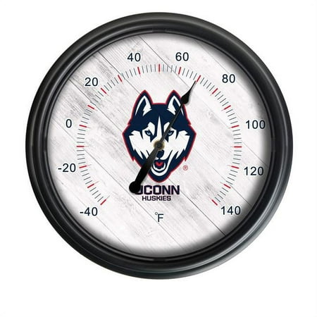 NCAA University of Connecticut Huskies 14 in. Dia. Indoor & Outdoor LED Thermometer, Black