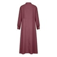 thumbnail image 6 of Women's Cotton Linen Long Maxi Dresses Long Sleeve Crewneck Button Solid Ankle-length Dress Plus Size Loose Casual Long Dress, 6 of 7