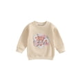thumbnail image 1 of xiaxaixu Chandails d'Automne pour Fille Tout-Petit Imprimé de Fleurs et Lettres à Manches Longues Col Rond Ample et Chaud, 1 of 8