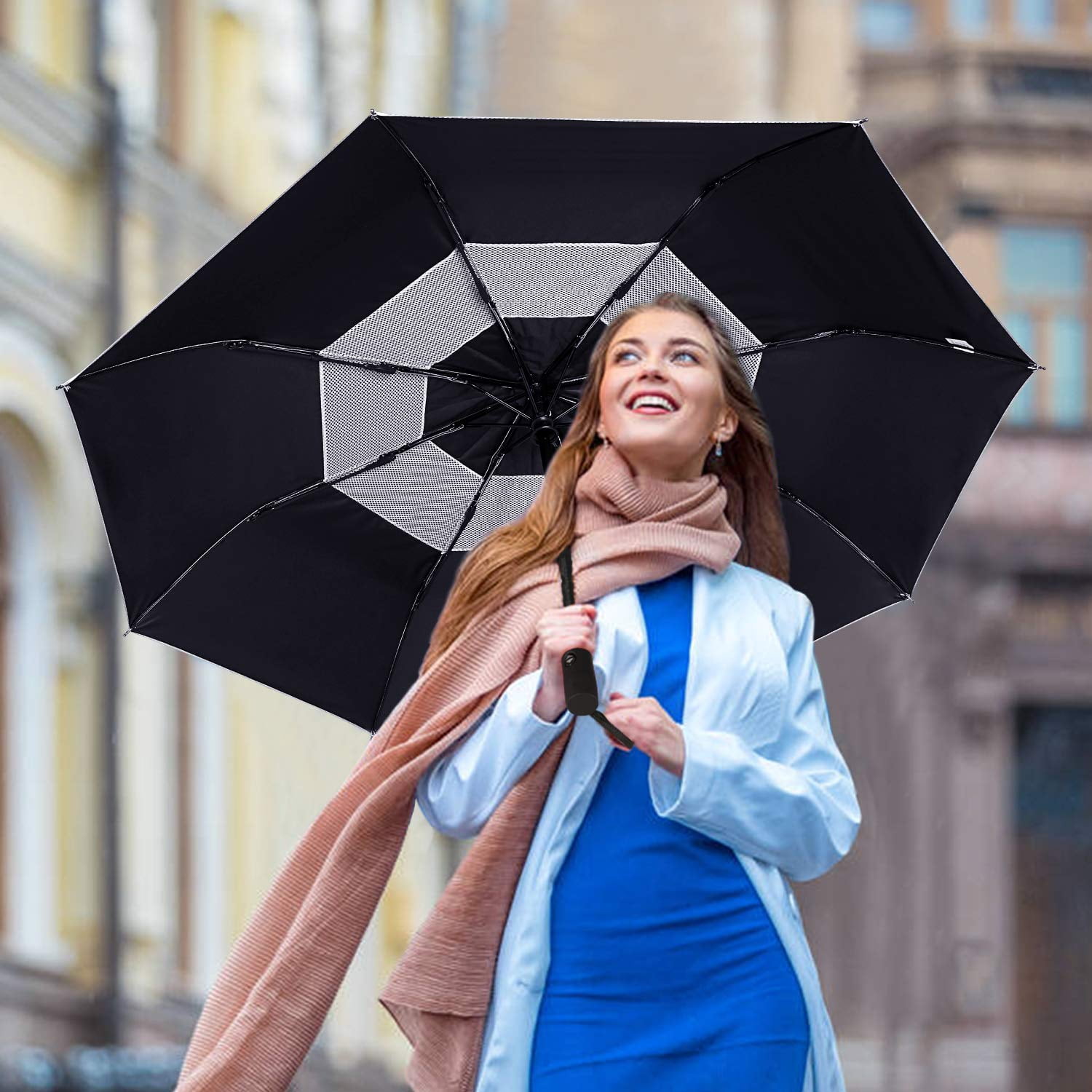 G4Free UPF 50+ UV Protection Travel Umbrella 42/46 Inch Windproof Silver Coating Sun Blocking Umbrella