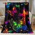 thumbnail image 7 of Colorful Butterflies HD Printed Blanket Soft and Warm Flannel Blanket for Travel Camping Sofa Livingroom Couch Chair Bed Gift for Family or Friends, 7 of 7