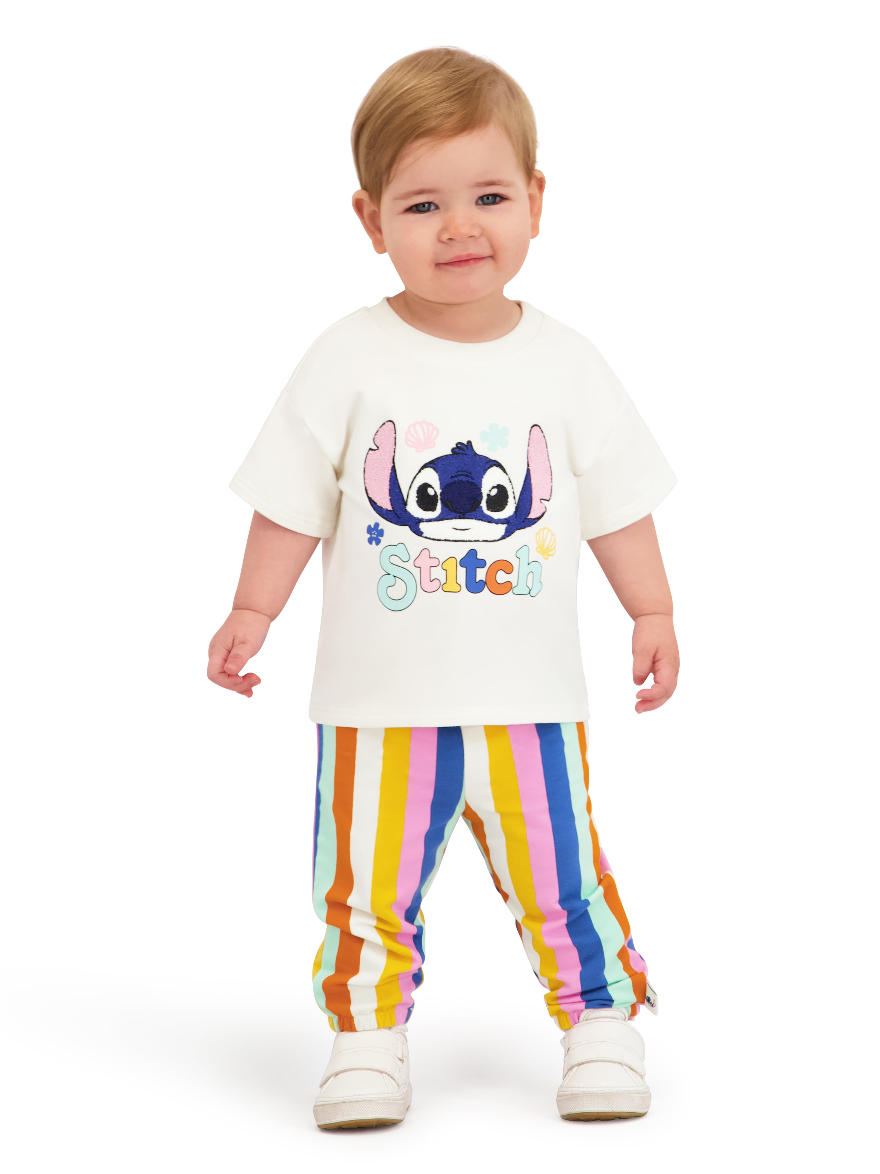 Lilo & Stitch Baby Girl Viscose French Terry Pant Set, Sizes 0-24 Months