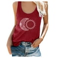 thumbnail image 1 of Pompotops Mode T-shirt Décontracté Sans Manches à Col Rond Imprimé Lettre pour Femmes Été, 1 of 7