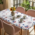thumbnail image 3 of 4th of July Table Cloths for 4 Foot Rectangle Tables, Independence Day Blue Red Star Firework Patio Waterproof Elastic Fitted Tablecloths, Washable Rectangular Table Cover for Camping, 3 of 8