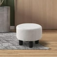 thumbnail image 3 of Tcbosik Round Ottoman, 300 lbs Capacity Upholstered Footstool with Soft Linen Fabric & Solid Pine Legs, Multi-Functional Seat for Living Room, Bedroom, Office, 12.5-Inch, Beige, 3 of 6