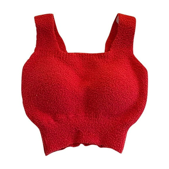 WRKEKC Bras for Women Fleece Lined Wireless Bra with Built In Padding and Longline Design for Winter Warmth