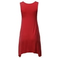 thumbnail image 2 of A2Y Women's Fit Flare Scoop Neck Handkerchief Hem Tunic Tank Top Dress Red M, 2 of 5