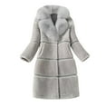 thumbnail image 2 of (clearance)IDALL Faux Fur Coat Trench Coat Women Faux Coat Elegant Thick Warm Fashion Outerwear Long Jacket Plush Jacket Warm and Soft Winter Overcoat Parkas Peacoat Gray L, 2 of 8